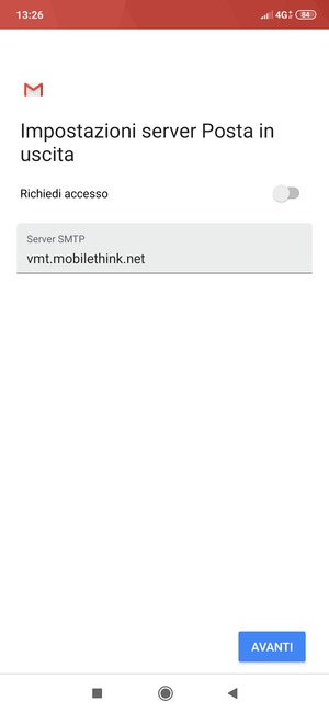Disattiva Richiedi accesso e seleziona AVANTI