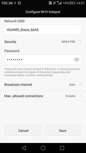 Enter a password of at least 8 characters and select Save