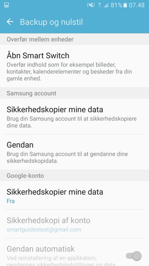 Vælg Sikkerhedskopier mine data
