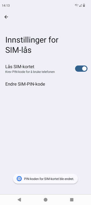 Din PIN-kode for SIM-kort er endret
