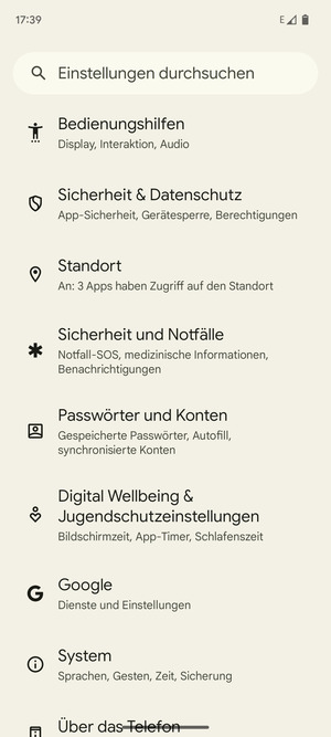 Scrollen Sie und wählen Sie Passwörter und Konten