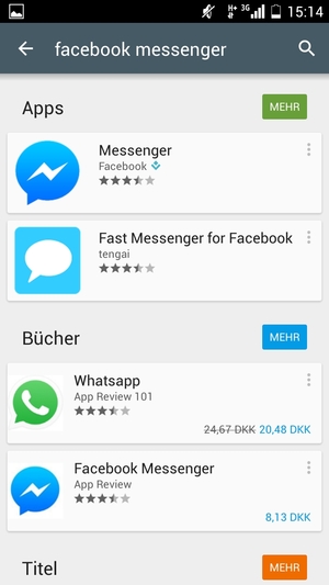 Wählen Sie die App