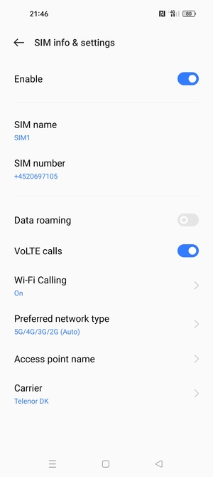 Select Access point name