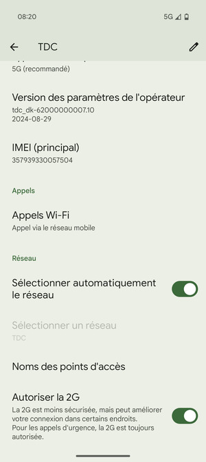 Sélectionnez Noms des points d'accès