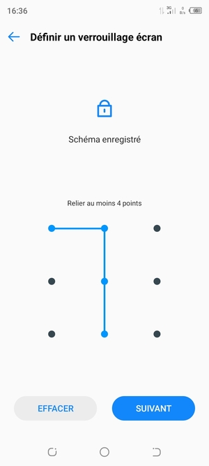 Dessinez un motif de déverrouillage et sélectionnez SUIVANT