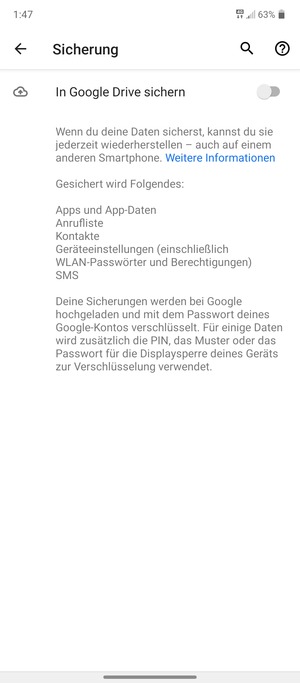 Schalten Sie In Google Drive sichern ein