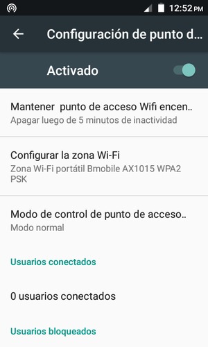 El teléfono ha sido configurado para su uso como módem