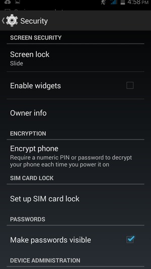 Select Screen lock