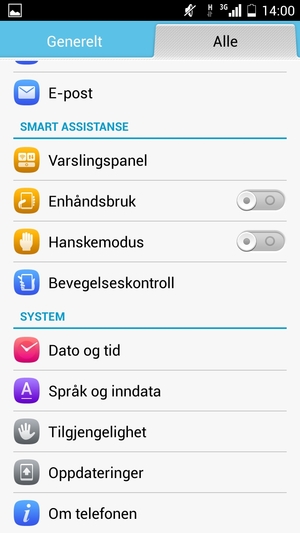 Bla til og velg Om telefonen