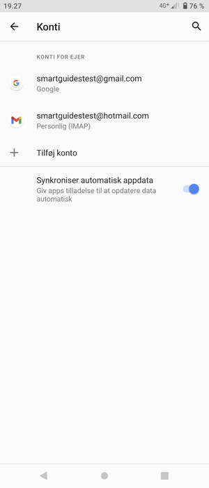 Vælg din Google konto