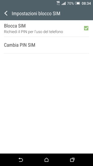 Seleziona Cambia PIN SIM
