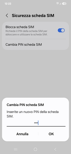 Inserisci Nuovo PIN della scheda SIM e seleziona OK