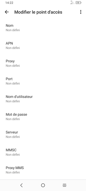 Saisissez les informations Internet