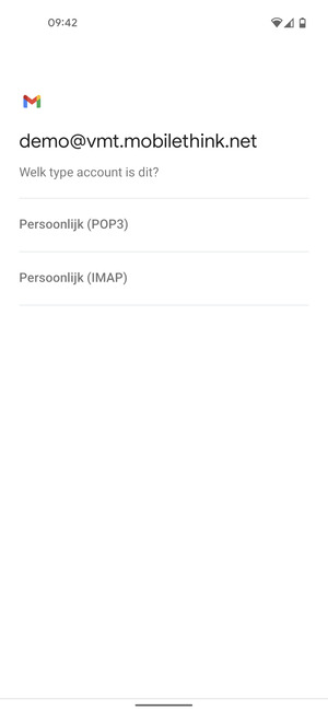 Selecteer Persoonlijk (POP3) of Persoonlijk (IMAP)