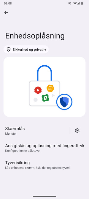 Din telefon er nu sikret med en skærmlås
