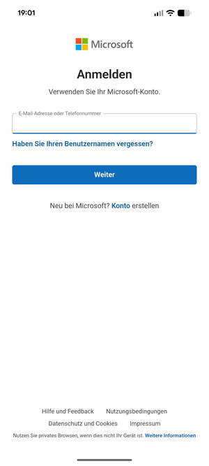 Geben Sie Ihre E-Mail-Adresse ein und wählen Sie Weiter