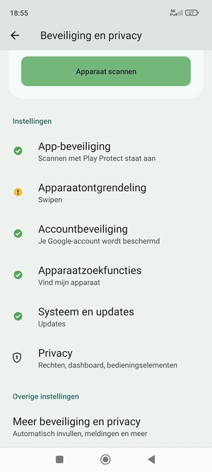 Scroll naar en selecteer Systeem en updates