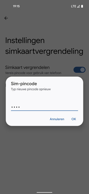 Bevestig uw nieuwe sim-pincode en selecteer OK