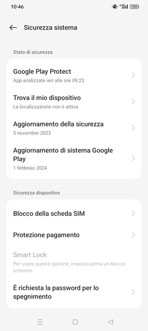 Seleziona  Blocco della scheda SIM