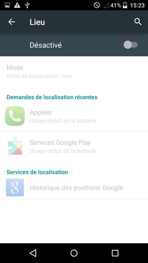 Désactiver le Lieu