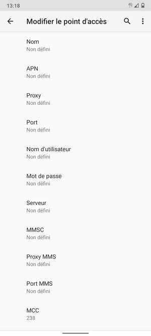 Saisissez les informations Internet