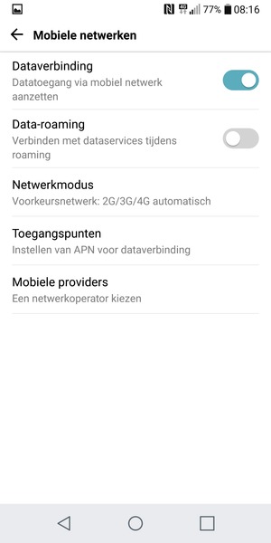Om van netwerk te wisselen in geval van netwerkproblemen, selecteert u Mobiele providers