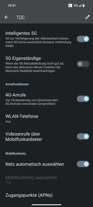 Scrollen Sie und wählen Sie Zugangspunkte (APNs)