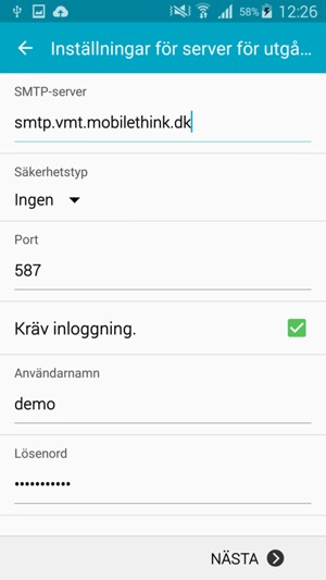 Ange utgående serveradress
