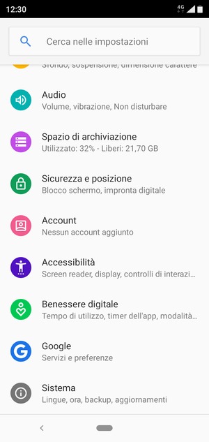 Scorri e seleziona Sistema