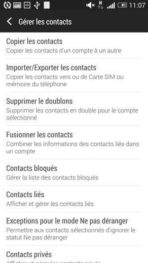 Sélectionnez Importer/Exporter les contacts
