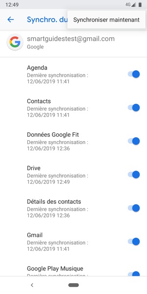 Sélectionnez Synchroniser maintenant