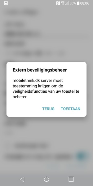 Selecteer TOESTAAN
