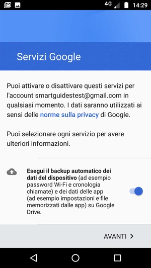Seleziona AVANTI