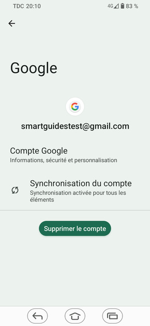 Sélectionnez Synchronisation du compte