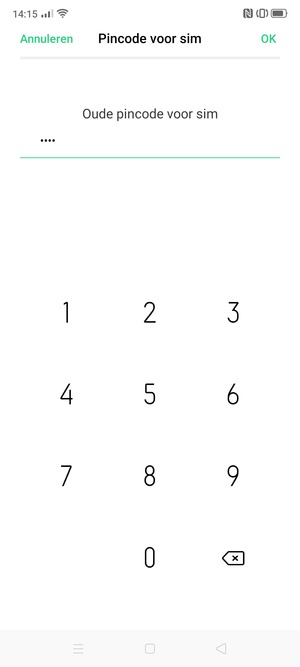 Voer Oude pincode voor sim in en selecteer OK