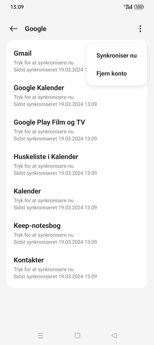 Vælg Synkroniser nu