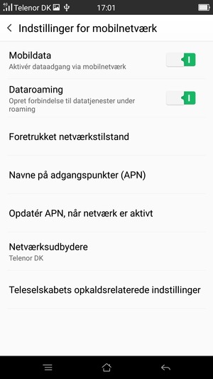 Slå Dataroaming til eller fra