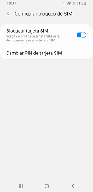 Seleccione Cambiar PIN de tarjeta SIM