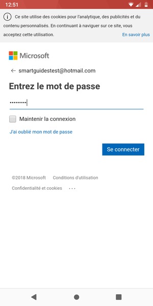 Saisissez votre mot de passe et sélectionnez Se connecter