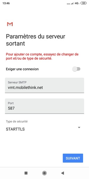 Sélectionnez Type de sécurité