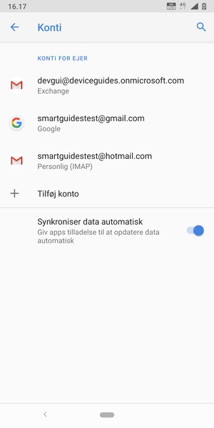 Vælg din Google konto