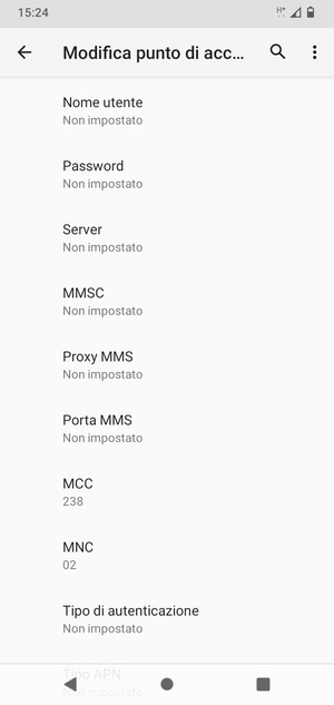 Scorri verso il basso e inserisci le informazioni degli MMS