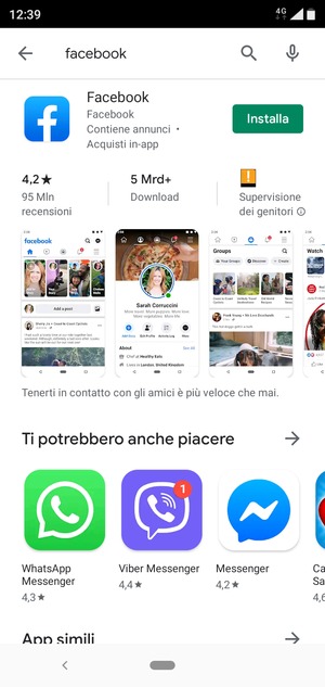 Seleziona l'applicazione