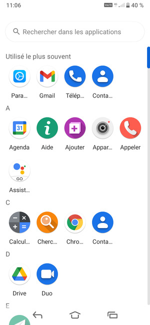 Sélectionnez Contacts
