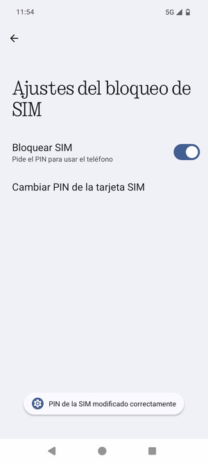 Su PIN de la tarjeta SIM ha sido cambiado