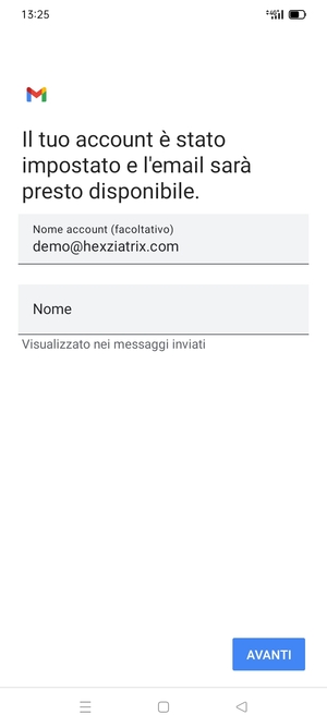 Scegli un nome per il tuo account e inserisci il tuo nome. Seleziona AVANTI