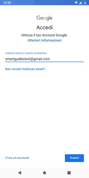 Inserisci il tuo indirizzo Gmail e seleziona Avanti