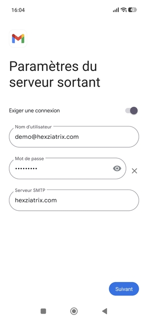 Saisissez l'adresse du serveur sortant et sélectionnez Suivant