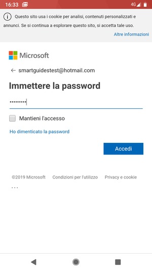 Inserisci la tua password e seleziona Accedi