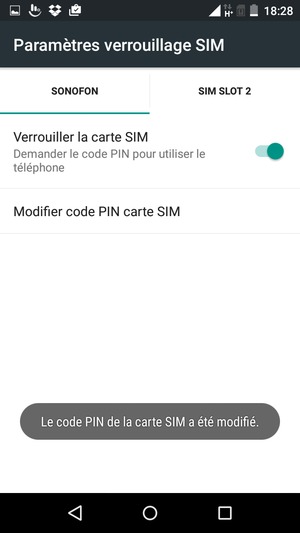 Votre code PIN de la carte SIM a été modifié